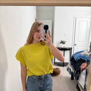 Zara Yellow Women's Top Small Blouse
